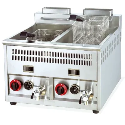 Commercial 28L 2-Tank 2-Basket Countertop Gas Constant Temperature Fryer 36,000 BTU Dual Zone
