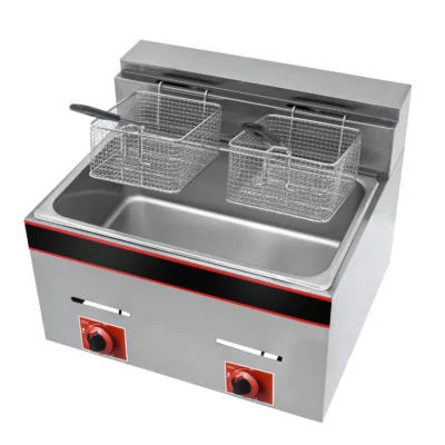 Commercial 12L 1-Tank 2-Basket Tabletop Gas Deep Fryer 36,000 BTU
