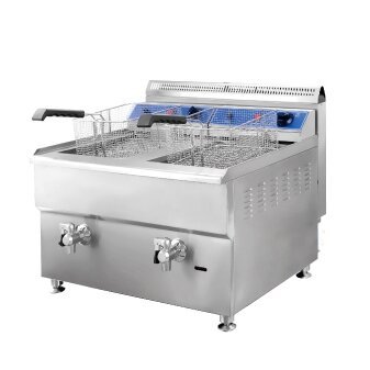 Commercial 36L 2-Tank 2-Basket Countertop Gas Deep Fryer 10KW Dual Zone