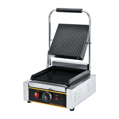 Commercial Single Head Half Grooved Half Flat Electric Contact Grill Panini Press