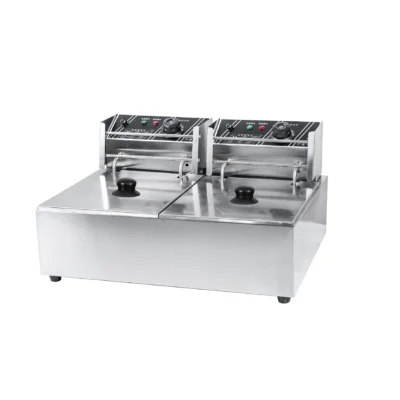 6L×2 Double Tank Commercial Electric Deep Fryer with Temperature Limiter 2-Tank 2-Basket Countertop Fryer