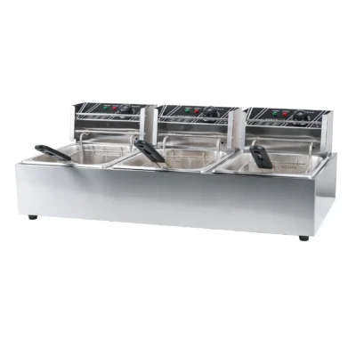 18L Triple Tank Commercial Electric Deep Fryer 3-Tank 3-Basket Countertop Fryer