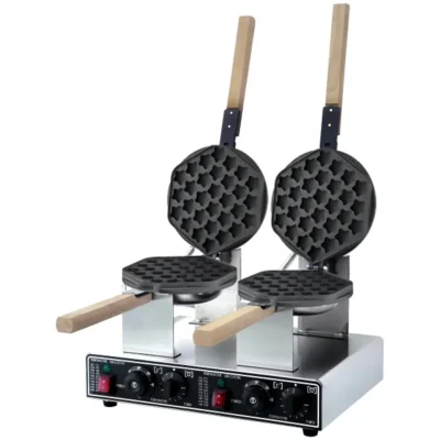 Commercial 2-Plate Electric Double Head Flower-Shaped Eggette Waffle Machine 2800W