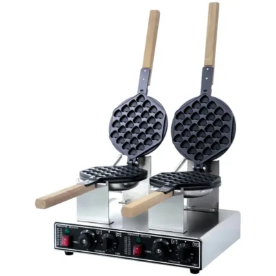 Commercial 2-Plate Electric Double Head Heart-shaped Eggette Waffle Machine 2800W