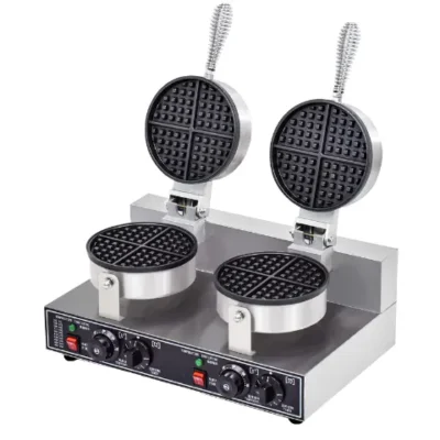 Commercial 2-Plate Electric Double Head Round Waffle Maker 2400KW